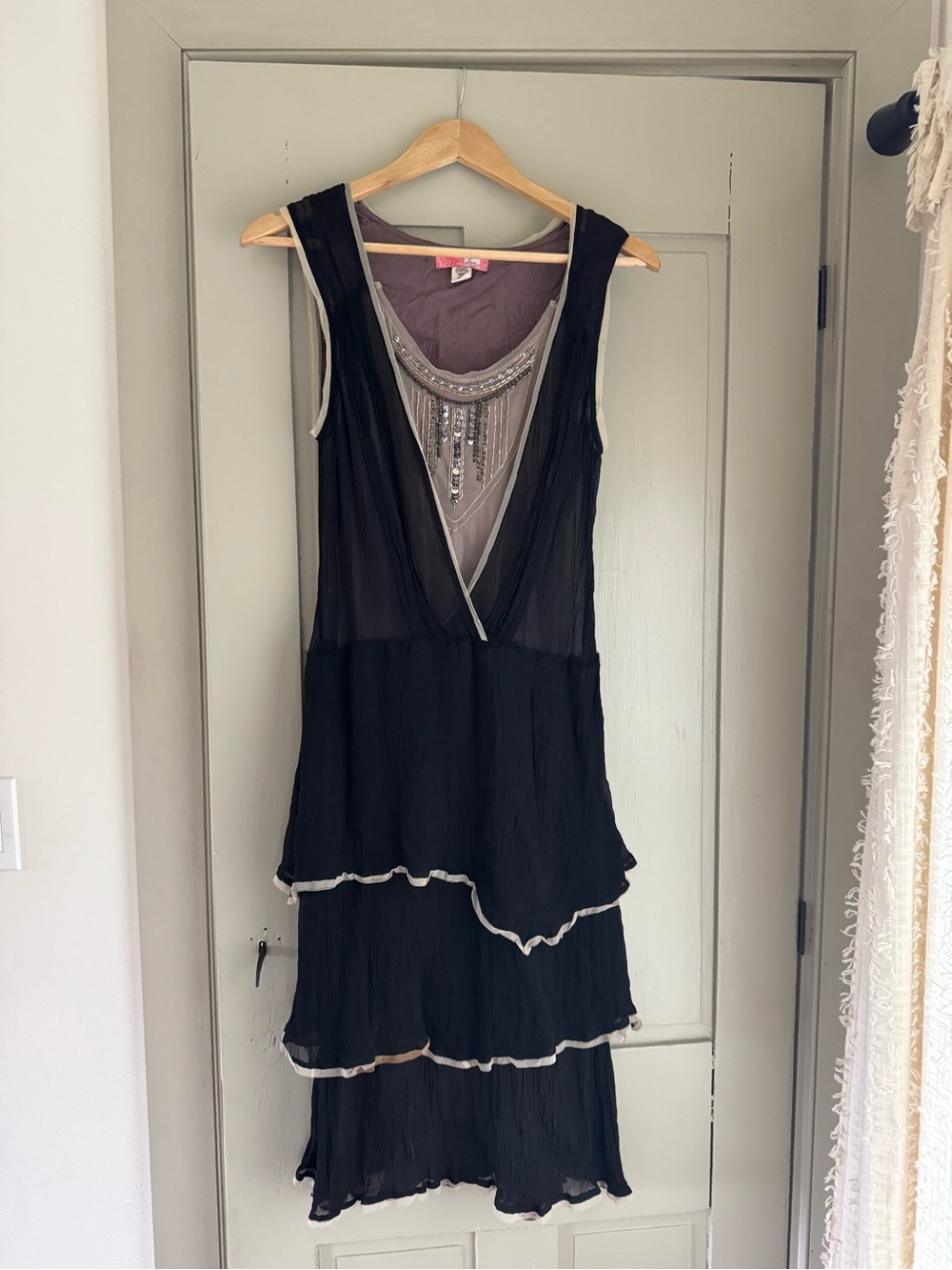 Vintage 90’s Lux Mauve Crinkled Fabric Flapper Style Dress